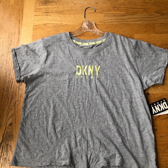 DKNY Sport Womens Cotton Embroidered Logo Tee Gray Size L - Picture 3 of 4